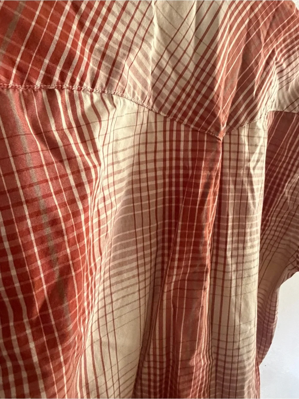 Howler Brothers Men’s Plaid Short Sleeve Western Snap Shirt Rust Cream Size L